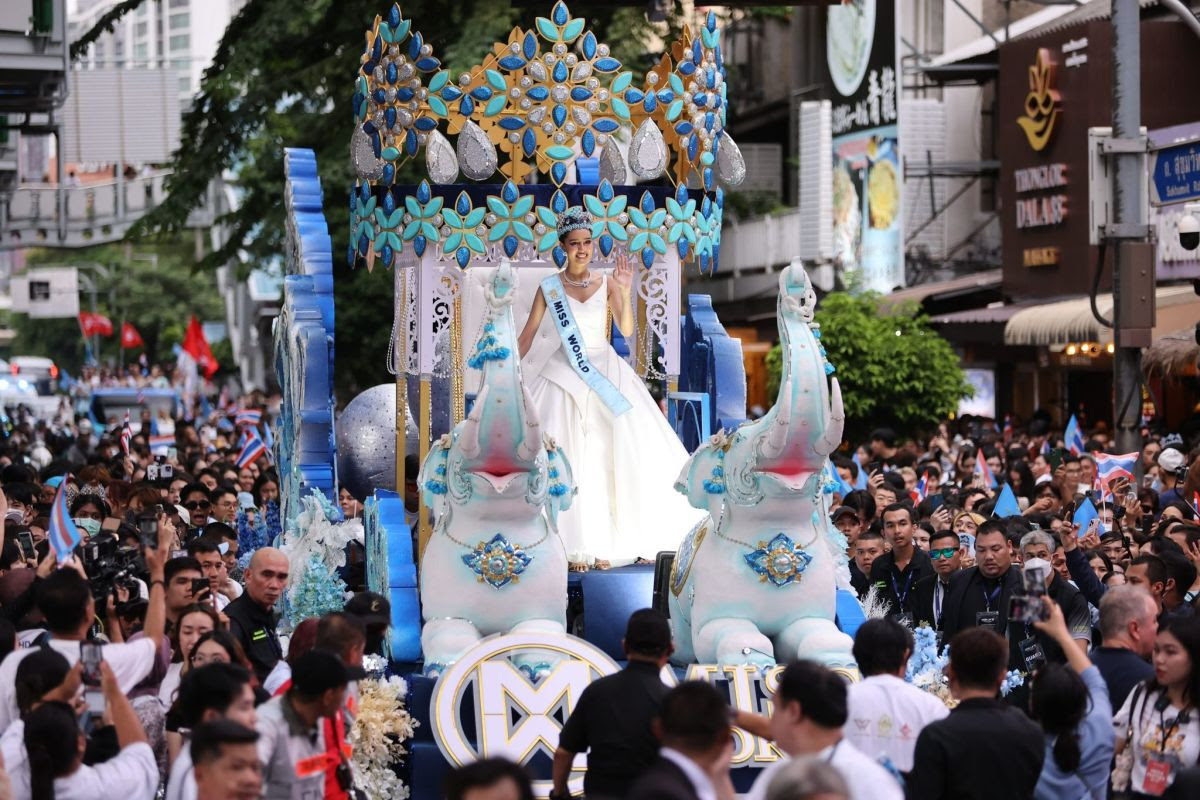 National Pride as Thailand Celebrates Miss World Victory with Royal welcome home, commemorative stamps & a visit to Government house to meet the Prime Minister of Thailand